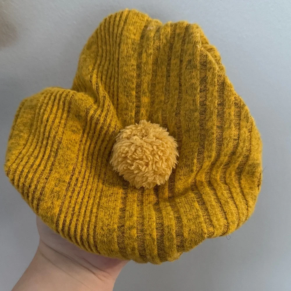 Cozy Mustard Knit Dress with Hat